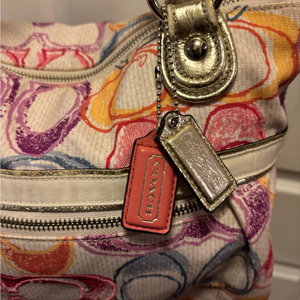 Coach Poppy 2011 (19023) Dream Signature C Large Colorful Metallic Tote in EUC - Picture 11 of 14